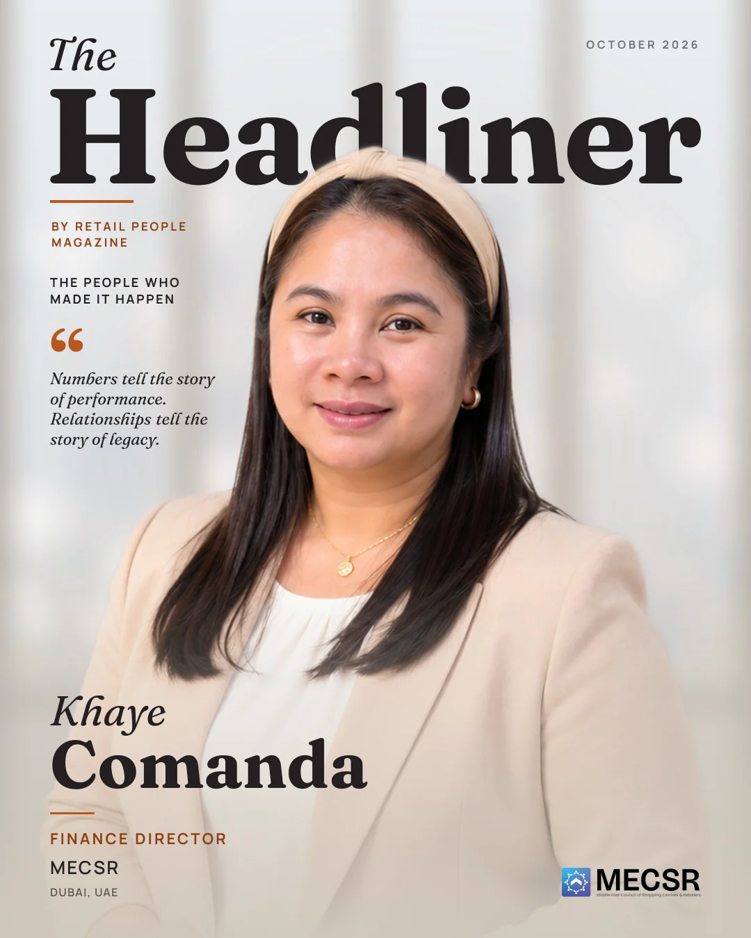 Khaye Comanda, Finance Director, MECSR: The Headliner cover