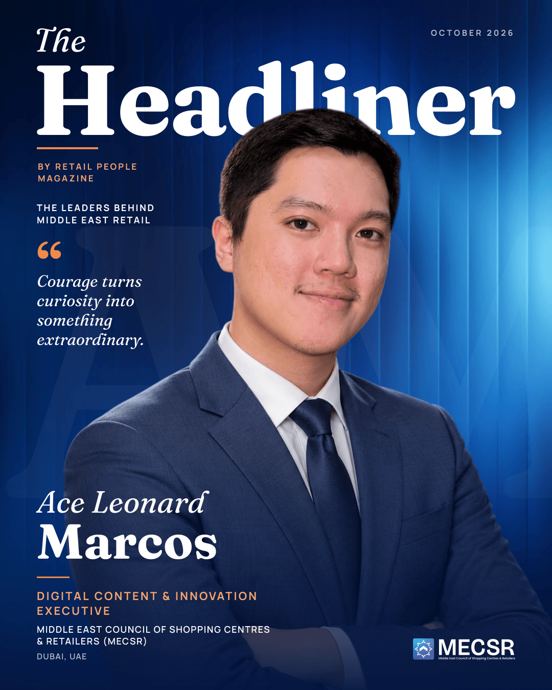 Ace Leonard Marcos on the cover of The Headliner, by Retail People Magazine