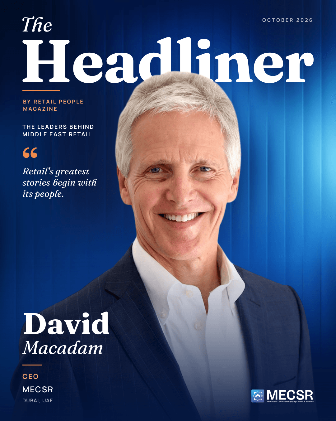 David Macadam on the cover of The Headliner, by Retail People Magazine