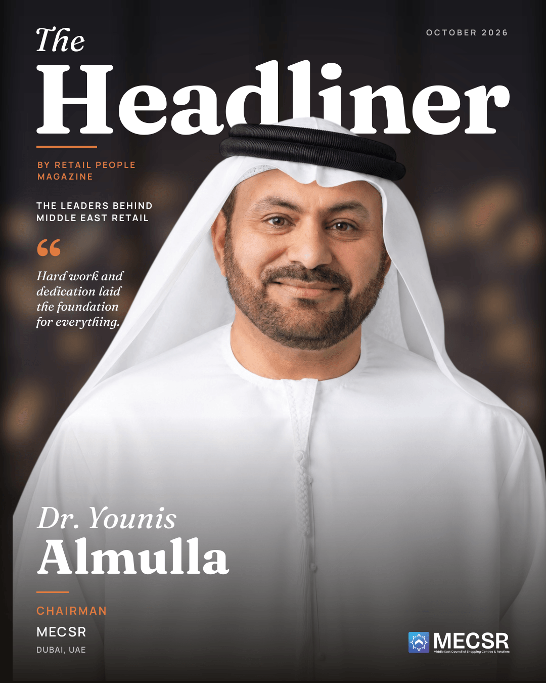 Dr. Younis Almulla on the cover of The Headliner, by Retail People Magazine