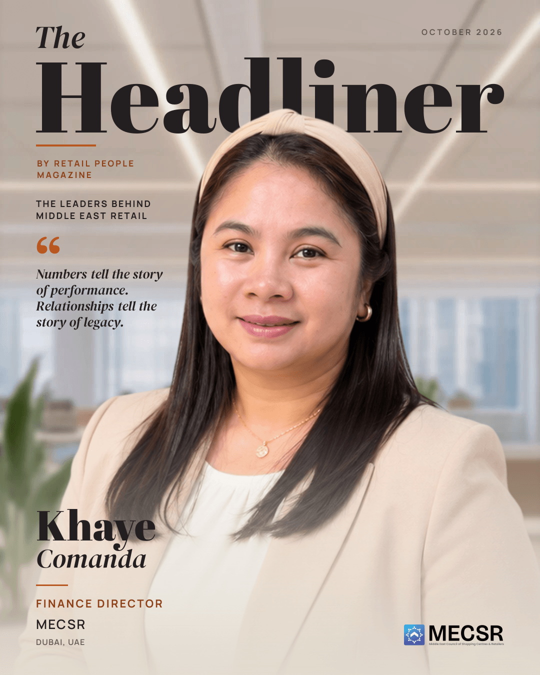Khaye Comanda on the cover of The Headliner, by Retail People Magazine