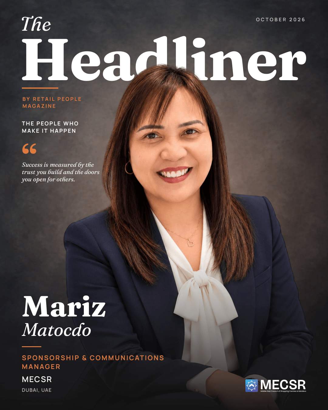 Mariz Matocdo on the cover of The Headliner, by Retail People Magazine