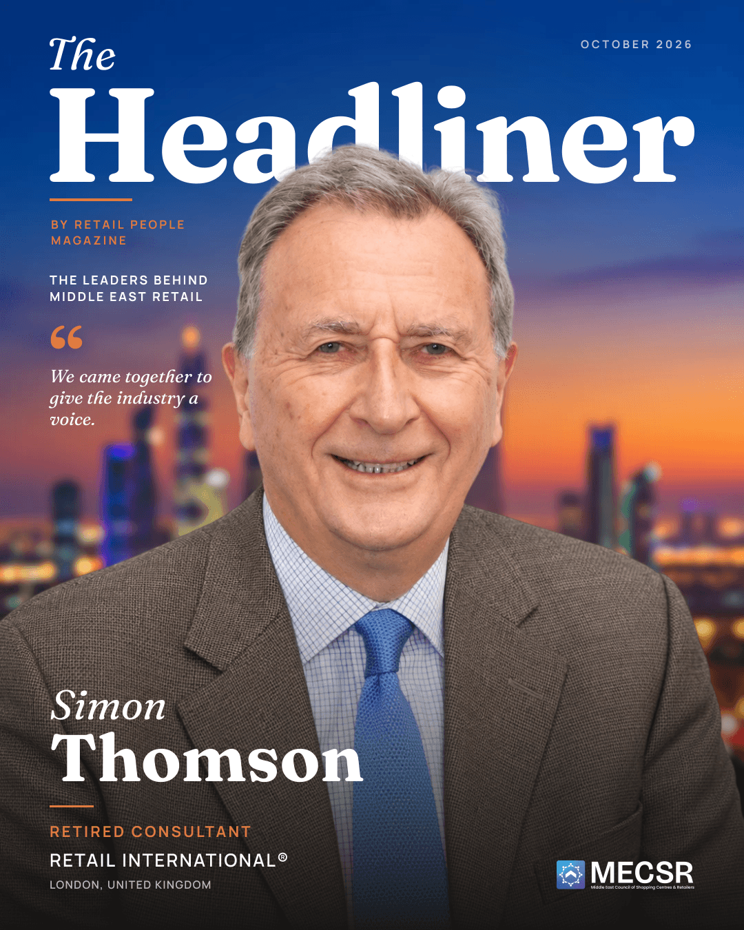 Simon Thomson on the cover of The Headliner, by Retail People Magazine